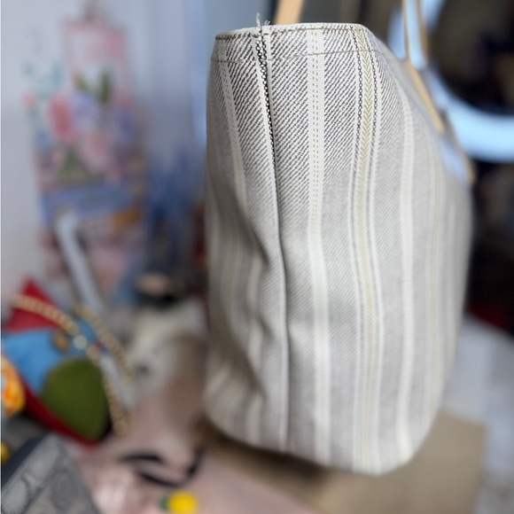 Coach Legacy Weekend Ticking Stripe PVC Zip Top Tote - Picture 3 of 15